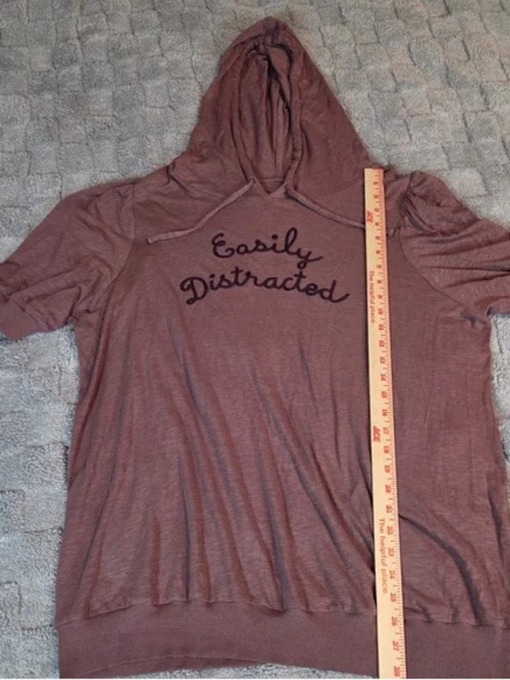 Easily Distracted Hooded Short Sleeve Top - Mauve